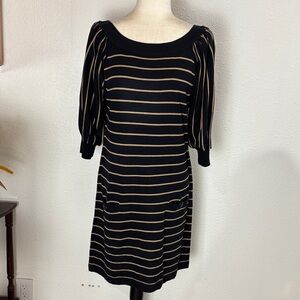 1130 NWT Jessica Howard Striped Black and Tan Dress. SzL